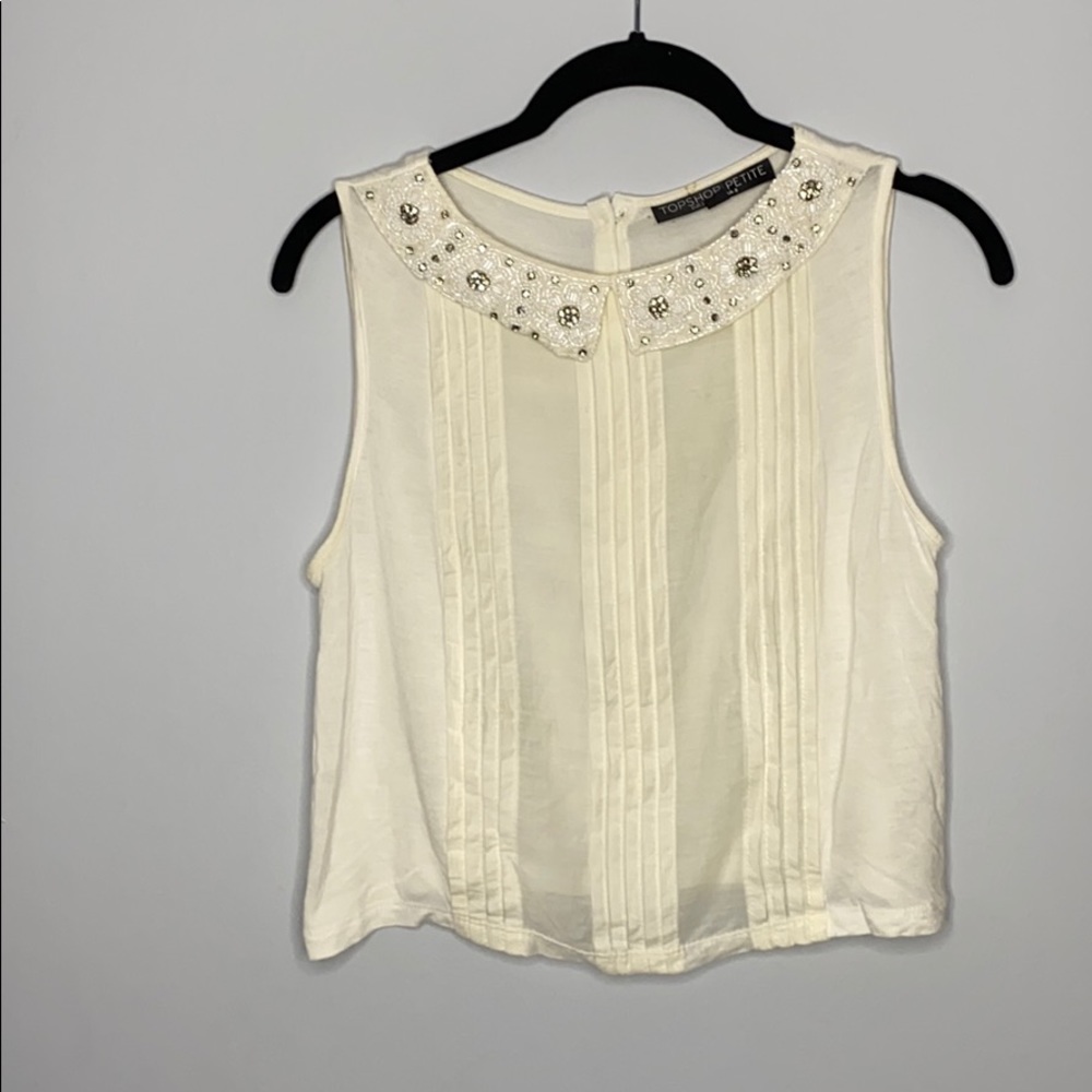 Beaded collar top shop top